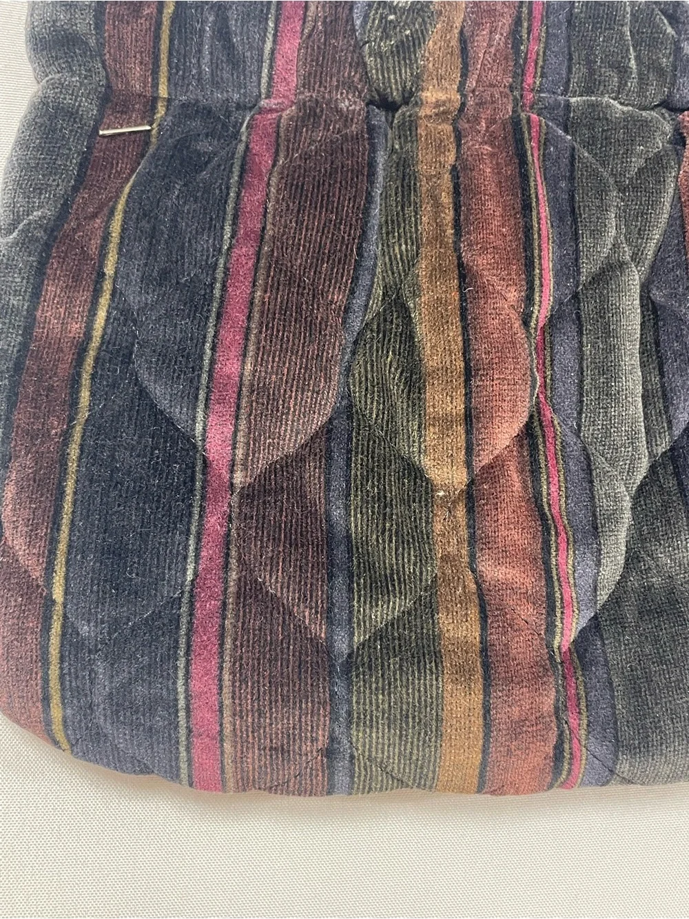 VTG Darens Bags Velvet Striped Clutch Purse Plum Retro Hand Cottage Boho Mod